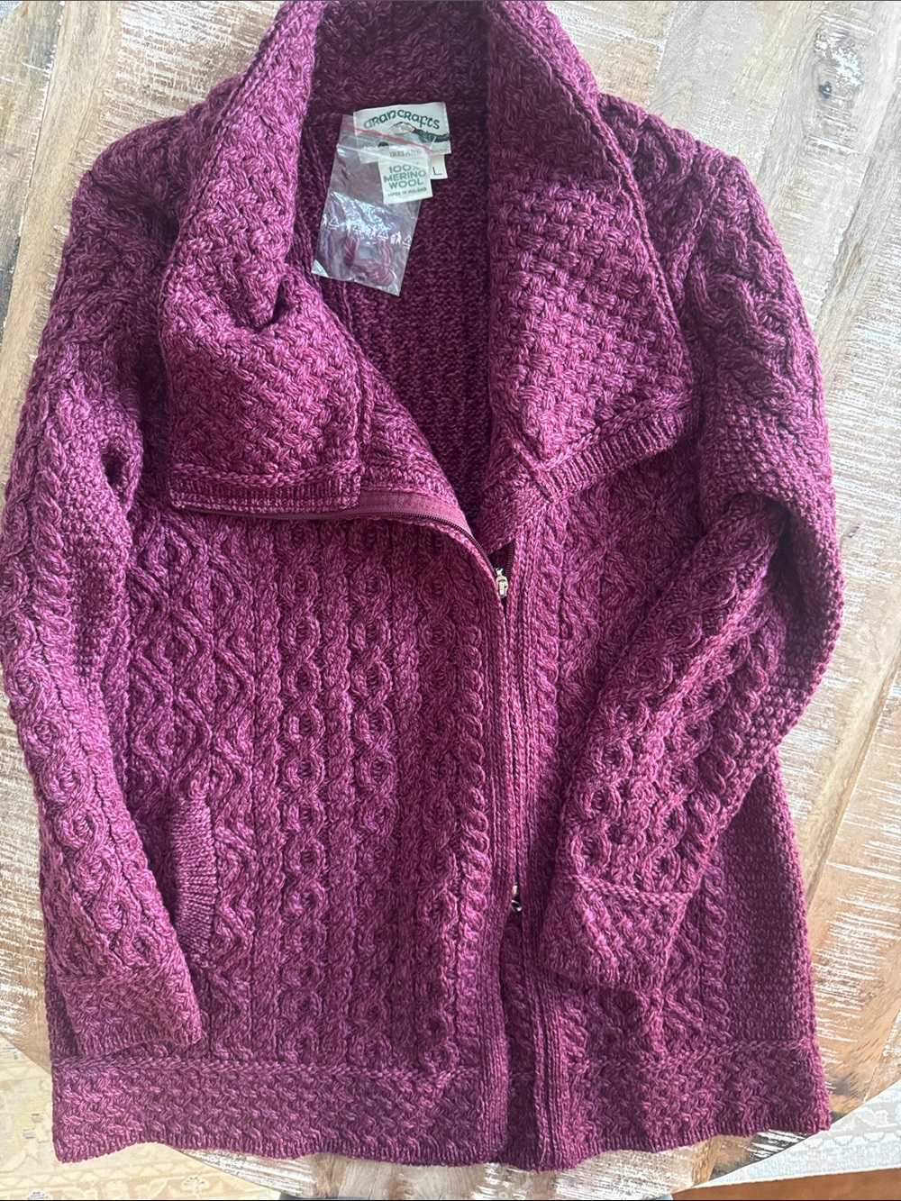 NEW Aran Crafts Cardigan Sweater Size L